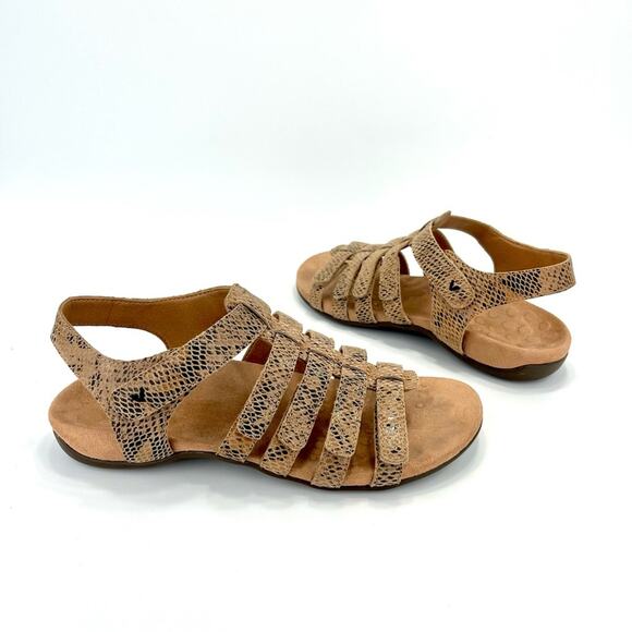 Vionic Harissa Women Sandal Sz 8 Tan Leather Arch Support Adjustable Strap Comfy - Picture 1 of 16